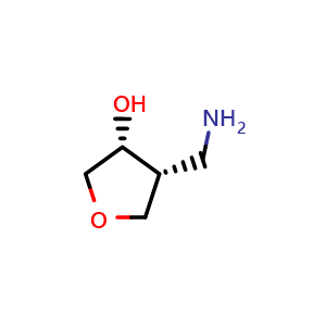 Chemical structure of cis-4-(Aminomethyl)tetrahydro-3-furanol , CAS 1630906-62-5, AChemBlock I-9678