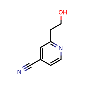 Chemical structure of 2-(2-Hydroxyethyl)isonicotinonitrile , CAS 106474-82-2, AChemBlock I-9684