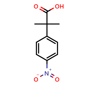 Chemical structure of 2-Methyl-2-(4-nitrophenyl)propanoic acid , CAS 42206-47-3, AChemBlock I-9691
