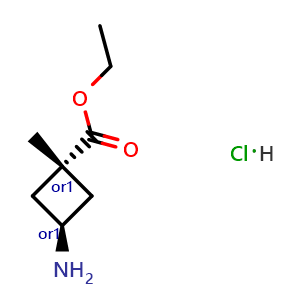 Chemical structure of Ethyl cis-3-Amino-1-methylcyclobutanecarboxylate hydrochloride , CAS 1987332-74-0, AChemBlock I-9725