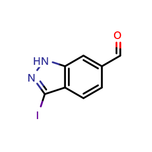 Chemical structure of 3-Iodo-1H-indazole-6-carbaldehyde , CAS 944904-42-1, AChemBlock I-9729