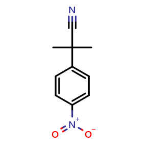 Chemical structure of 2-Methyl-2-(4-nitrophenyl)propionitrile , CAS 71825-51-9, AChemBlock I-9751