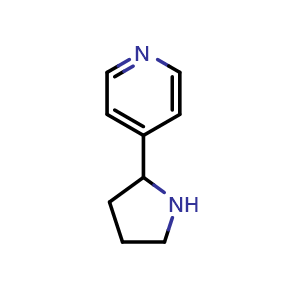 Chemical structure of 4-(2-Pyrrolidinyl)-pyridine , CAS 128562-25-4, AChemBlock I-9758