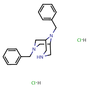 Chemical structure of 3,9-dibenzyl-3,7,9-triazabicyclo[3.3.1]nonane dihydrochloride , CAS 1630907-28-6, AChemBlock I-9787