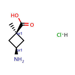 Chemical structure of cis-3-Amino-1-methylcyclobutanecarboxylic acid hydrochloride , CAS 1630906-61-4, AChemBlock I-9804