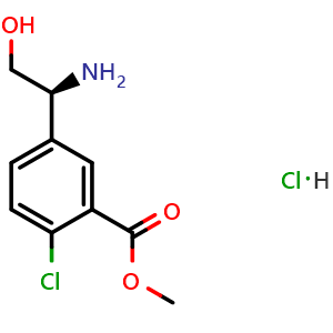 Chemical structure of Methyl 5-[(1S)-1-amino-2-hydroxyethyl]-2-chlorobenzoate hydrochloride , CAS 1630815-54-1, AChemBlock I-9826