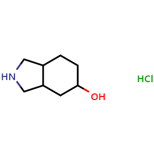 Chemical structure of Octahydro-1H-isoindol-5-ol hydrochloride , CAS 1430327-93-7, AChemBlock I-9883