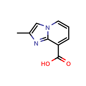 Chemical structure of 2-Methylimidazo[1,2-a]pyridine-8-carboxylic acid , CAS 133427-10-8, AChemBlock I-9889