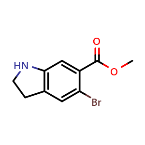 Chemical structure of Methyl 5-bromo-2,3-dihydro-1H-indole-6-carboxylate , CAS 1788041-64-4, AChemBlock I-9894