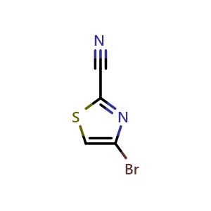 Chemical structure of 4-Bromo-1,3-thiazole-2-carbonitrile , CAS 1017781-52-0, AChemBlock I-9908