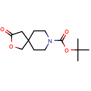 Chemical structure of tert-Butyl 3-oxo-2-oxa-8-azaspiro[4.5]decane-8-carboxylate , CAS 203662-19-5, AChemBlock I-9917