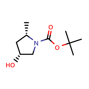 Chemical structure of tert-Butyl (2S,4R)-4-hydroxy-2-methylpyrrolidine-1-carboxylate , CAS 114676-61-8, AChemBlock I-9928