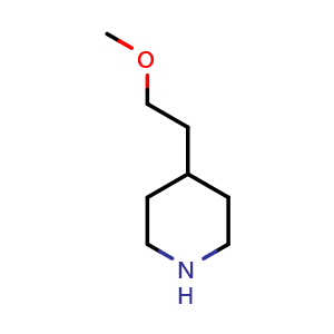 Chemical structure of 4-(2-Methoxyethyl)piperidine , CAS 70724-70-8, AChemBlock I-9932