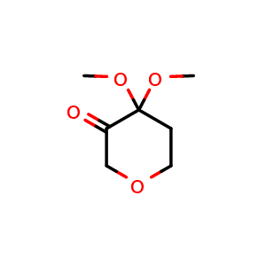 Chemical structure of 4,4-Dimethoxyoxan-3-one , CAS 693245-80-6, AChemBlock I-9939