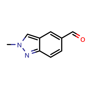 Chemical structure of 2-Methyl-2H-indazole-5-carbaldehyde , CAS 1266558-20-6, AChemBlock I-9973
