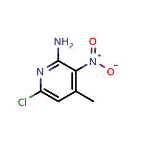 Chemical structure of 6-Chloro-4-methyl-3-nitropyridin-2-amine , CAS 863878-22-2, AChemBlock I-9978