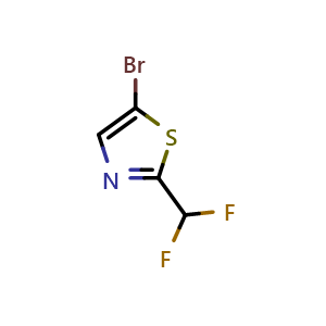 Chemical structure of 5-Bromo-2-(difluoromethyl)-1,3-thiazole , CAS 1319255-36-1, AChemBlock I-9986