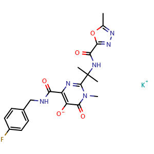 Chemical structure of Raltegravir potassium , CAS 871038-72-1, AChemBlock K10807