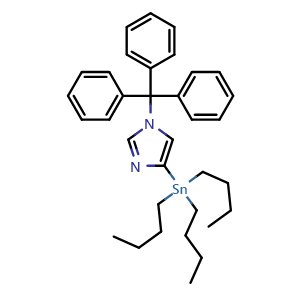 Chemical structure of 4-(Tributylstannyl)-1-tritylimidazole , CAS 208934-35-4, AChemBlock K10825