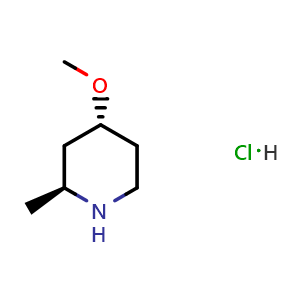 Chemical structure of (2S,4R)-2-methyl-4-methoxylpiperidine hydrochloride , CAS 1421253-08-8, AChemBlock K10846