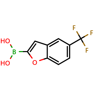 Chemical structure of 5-Trifluoromethylbenzofuran-2-boronic acid , CAS 1396752-77-4, AChemBlock K10882