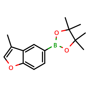 Chemical structure of 4,4,5,5-tetramethyl-2-(3-methylbenzofuran-5-yl)-1,3,2-dioxaborolane , CAS 1396753-10-8, AChemBlock K10891