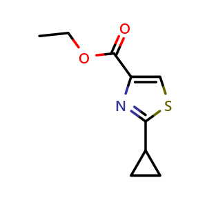 Chemical structure of Ethyl 2-cyclopropylthiazole-4-carboxylate , CAS 135207-08-8, AChemBlock K10910