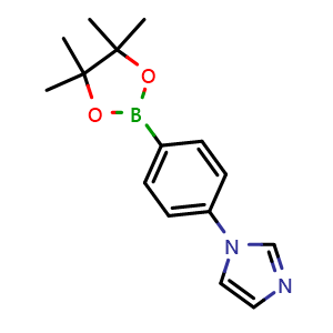 Chemical structure of 1-(4-(4,4,5,5-tetramethyl-1,3,2-dioxaborolan-2-yl)phenyl)-1H-imidazole , CAS 851199-70-7, AChemBlock K10931
