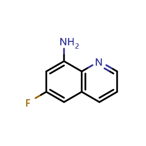 Chemical structure of 6-Fluoroquinolin-8-amine , CAS 343-54-4, AChemBlock K10948