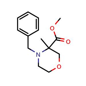 Chemical structure of Methyl 4-benzyl-3-methylmorpholine-3-carboxylate , CAS 1268475-18-8, AChemBlock K10957