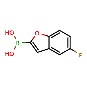 Chemical structure of 5-Fluorobenzofuran-2-boronic acid , CAS 473416-33-0, AChemBlock K10960