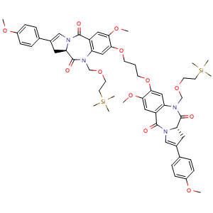 (S)-7-methoxy-8-(3-(((R)-7-methoxy-2-(4-methoxyphenyl)-5,11-dioxo-10-((2-(trimethylsilyl)ethoxy)methyl)-5,10,11,11a-tetrahydro-1H-benzo[e]pyrrolo[1,2-a][1,4]diazepin-8-yl)oxy)propoxy)-2-(4-methoxyphenyl)-10-((2-(trimethylsilyl)ethoxy)methyl)-1,11a-di..