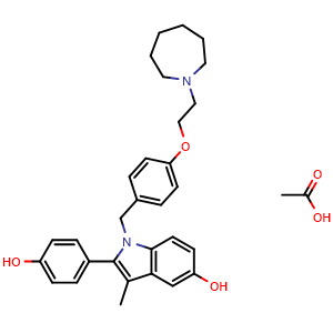 Chemical structure of Bazedoxifene acetate , CAS 198481-33-3, AChemBlock K12047