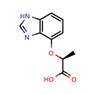 Chemical structure of (S)-2-(1H-benzo[d]imidazol-4-yloxy)propanoic acid , CAS 2068138-05-4, AChemBlock K12052
