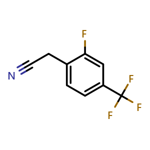 Chemical structure of [2-Fluoro-4-(trifluoromethyl)phenyl]acetonitrile , CAS 239087-11-7, AChemBlock K12064
