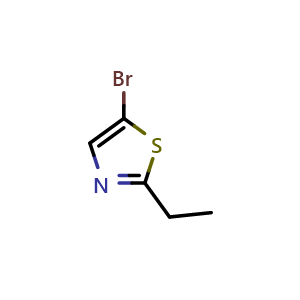 Chemical structure of 5-Bromo-2-ethyl-1,3-thiazole , CAS 1086382-44-6, AChemBlock K12067