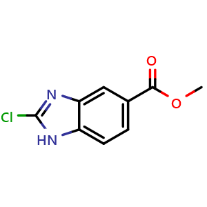 Chemical structure of Methyl 2-chloro-1H-benzimidazole-5-carboxylate , CAS 683242-75-3, AChemBlock K12070