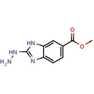 Chemical structure of 2-Hydrazino-3H-benzoimidazole-5-carboxylic acid methyl ester , CAS 2068151-93-7, AChemBlock K12071