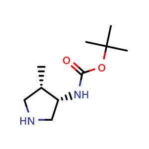 Chemical structure of (3S,4S)-3-(Boc-amino)-4-methylpyrrolidine , CAS 127199-54-6, AChemBlock K12217