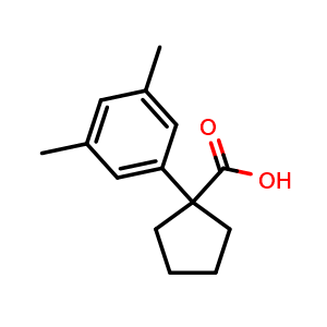 Chemical structure of 1-(3,5-Dimethyl-phenyl)-cyclopentanecarboxylic acid , CAS 919017-14-4, AChemBlock K12231