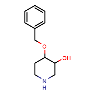 Chemical structure of 4-Benzyloxy-piperidin-3-ol , CAS 1822597-41-0, AChemBlock K12243