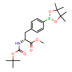 Chemical structure of (R)-2-tert-Butoxycarbonylamino-3-[4-(4,4,5,5-tetramethyl-[1,3,2]dioxaborolan-2-yl)-phenyl]-propionic acid methyl ester , CAS 335030-24-5, AChemBlock K12260