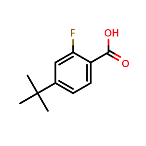Chemical structure of 4-tert-Butyl-2-fluoro-benzoic acid , CAS 932400-17-4, AChemBlock K12283