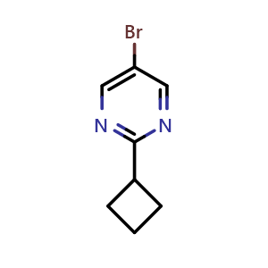 Chemical structure of 5-Bromo-2-(cyclobutyl)pyrimidine , CAS 893567-22-1, AChemBlock K12302