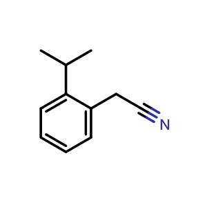 Chemical structure of [2-(Propan-2-yl)phenyl]acetonitrile , CAS 91131-80-5, AChemBlock K12327
