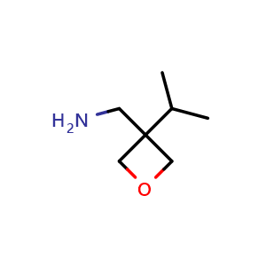 Chemical structure of 1-[3-(Propan-2-yl)oxetan-3-yl]methanamine , CAS 1539197-30-2, AChemBlock K12328