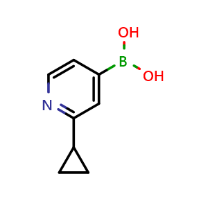 Chemical structure of 2-Cyclopropylpyridine-4-boronic acid , CAS 1189546-00-6, AChemBlock K12339