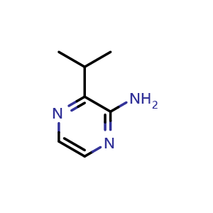 Chemical structure of 3-(Propan-2-yl)pyrazin-2-amine , CAS 1483114-41-5, AChemBlock K12340