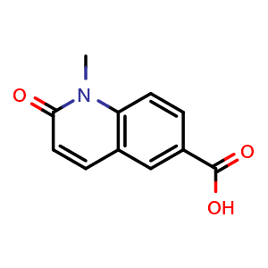 Chemical structure of 1-Methyl-2-oxo-1,2-dihydroquinoline-6-carboxylic acid , CAS 23845-05-8, AChemBlock K12342