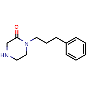 Chemical structure of 1-(3-Phenylpropyl)piperazin-2-one , CAS 198896-29-6, AChemBlock K12352